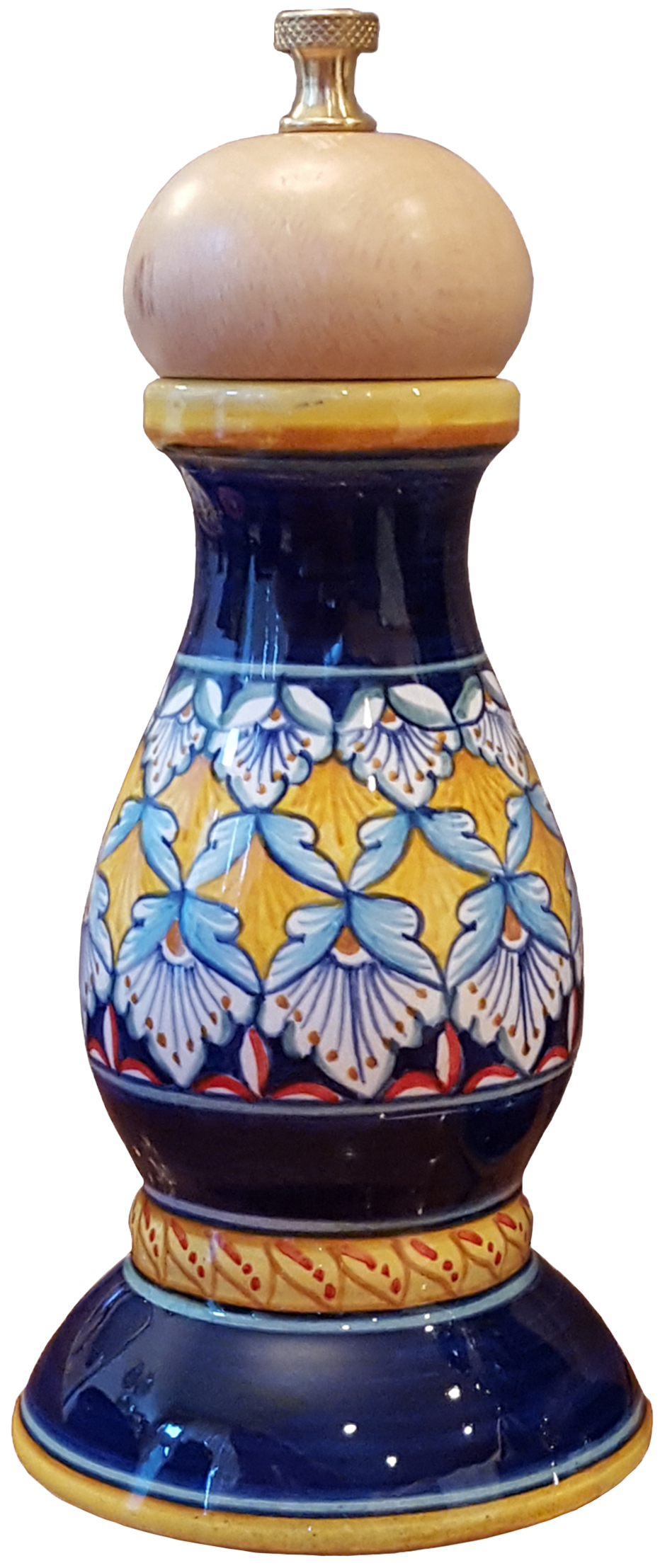 Deruta Italian Ceramic Pepper Grinder - Deruta Ricco