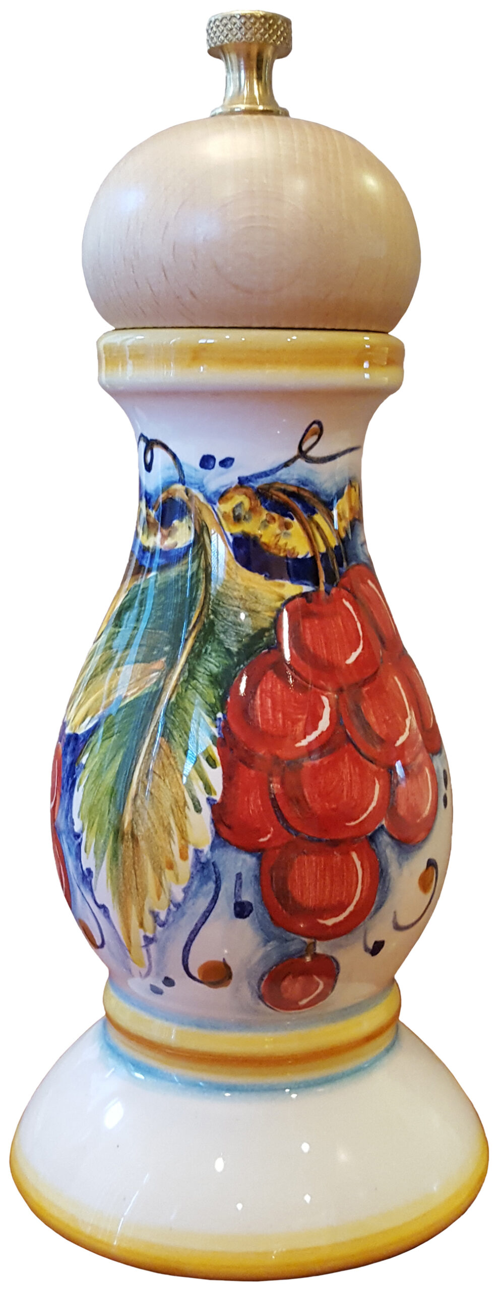 Ceramic Majolica Pepper Grinder Red Grapes