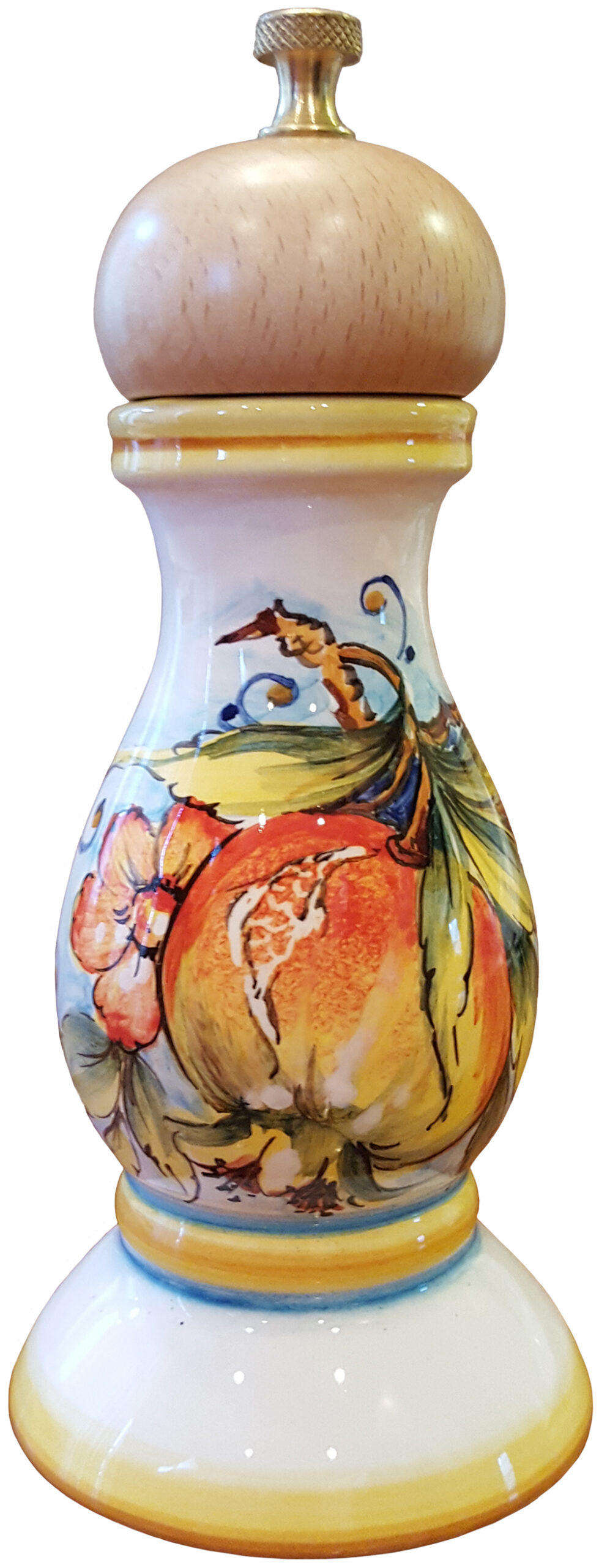 Deruta Italian Ceramic Pepper Grinder - Pomegranates