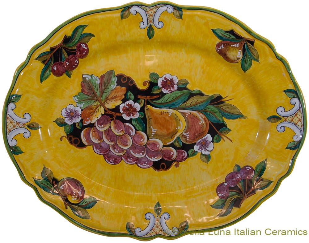 Italian Ceramic Oval Platter Frutta Giallo