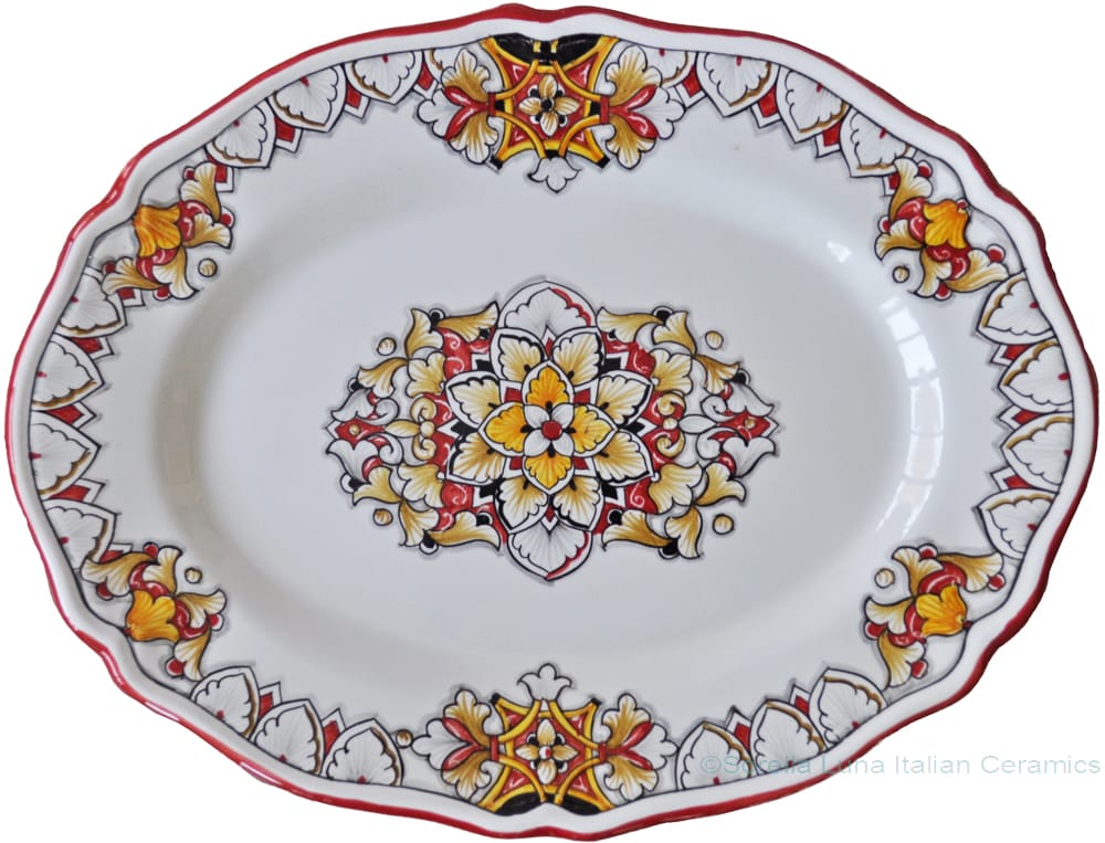 Deruta Scalloped Oval Platter - 38cm