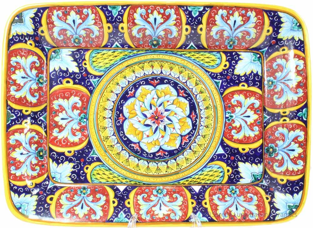 Deruta Italian Ceramic Rectangular Platter - Deruta Ricco Red