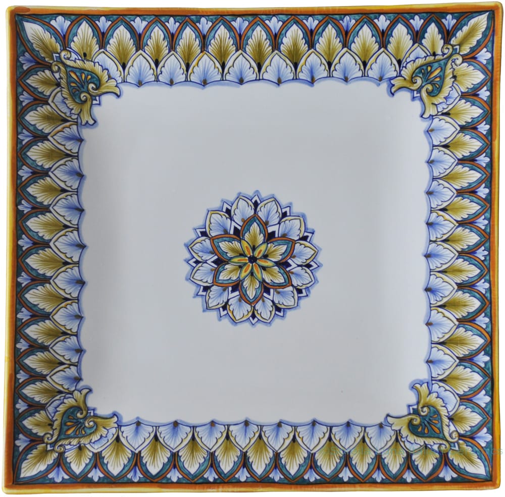 Italian Curved Square Platter - Blue/Green/Brown 34cm