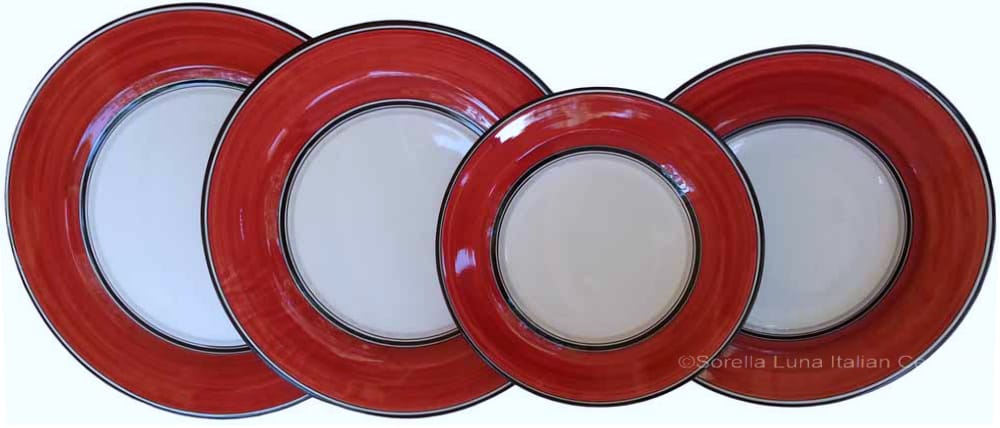 Italian Dinner Place Setting - Black Border Solid Bordeaux
