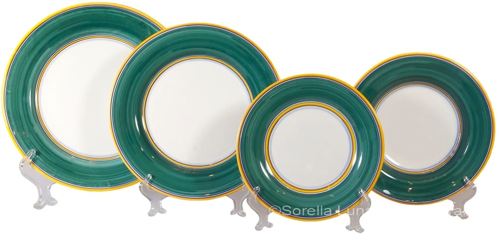 Italian Charger Place Setting - Yellow Border Geen