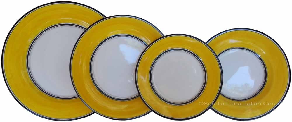 Italian Dinner Place Setting - Black Border Solid Yellow - Giallo
