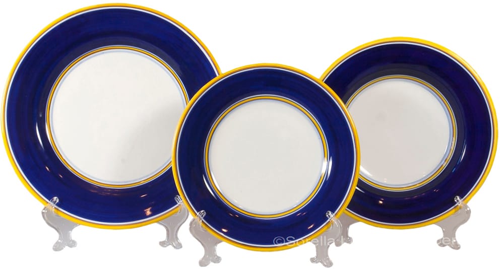 Italian Dinner Place Setting - Yellow Border Blue