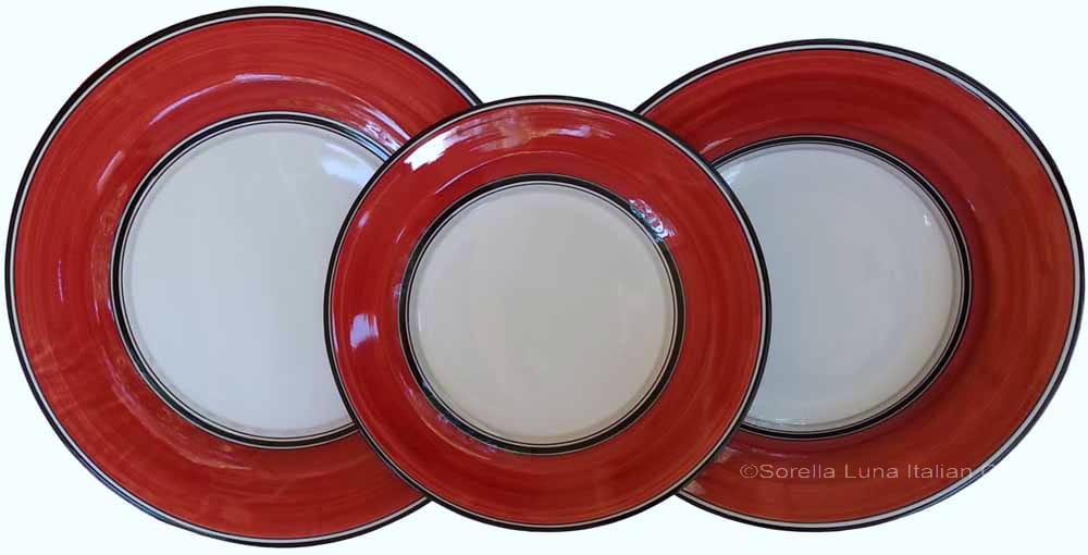 Italian Dinner Place Setting - Black Border Solid Bordeaux