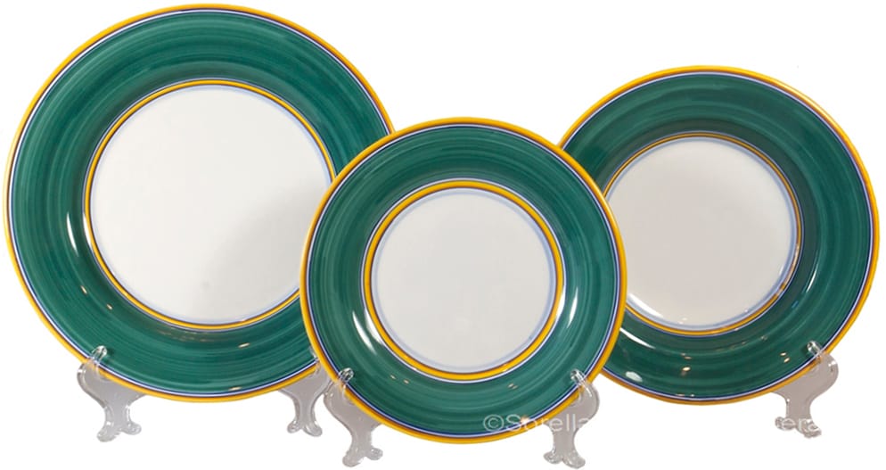 Italian Dinner Place Setting - Yellow Border Green