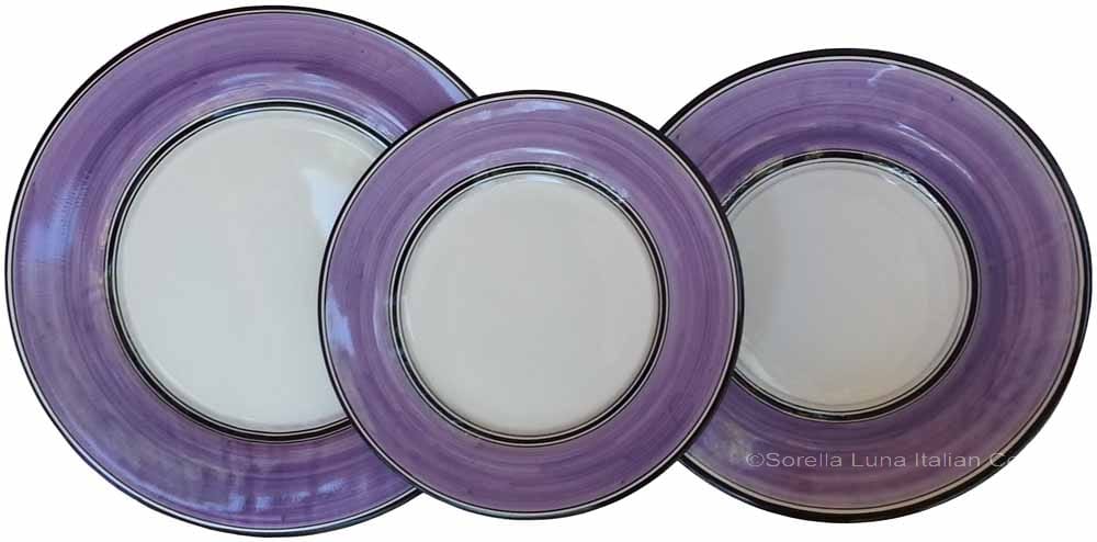 Italian Dinner Place Setting - Black Border Solid Purple - Viola