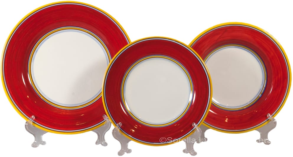 Italian Dinner Place Setting - Yellow Border Red
