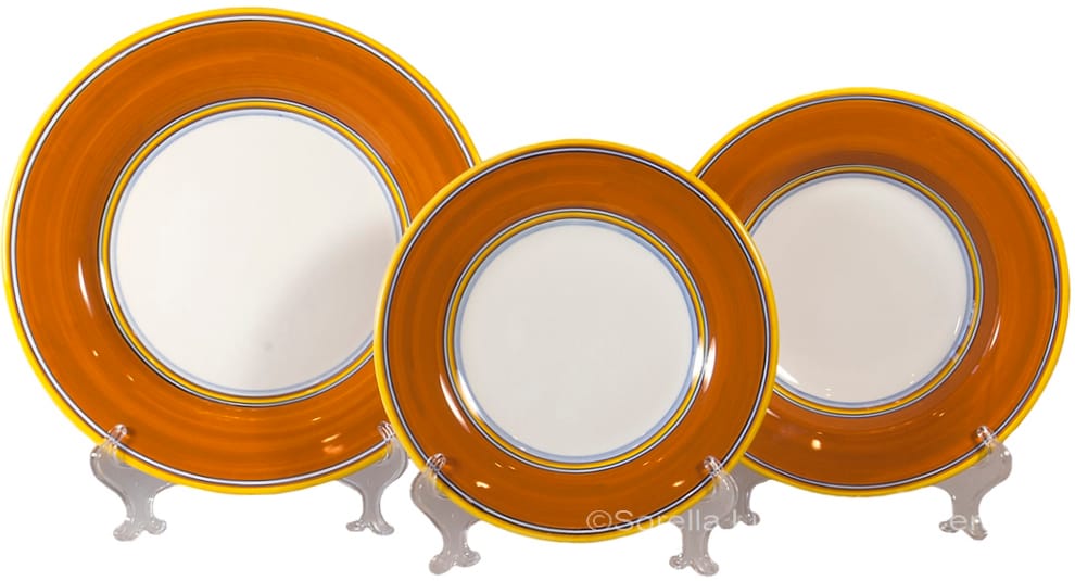Italian Dinner Place Setting - Yellow Border Orange