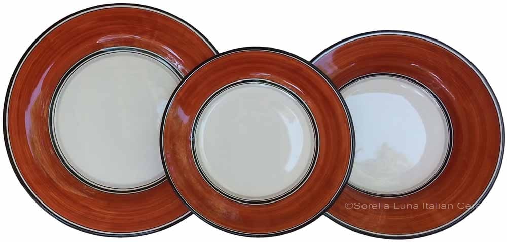 Italian Dinner Place Setting - Black Border Solid Rossiccio