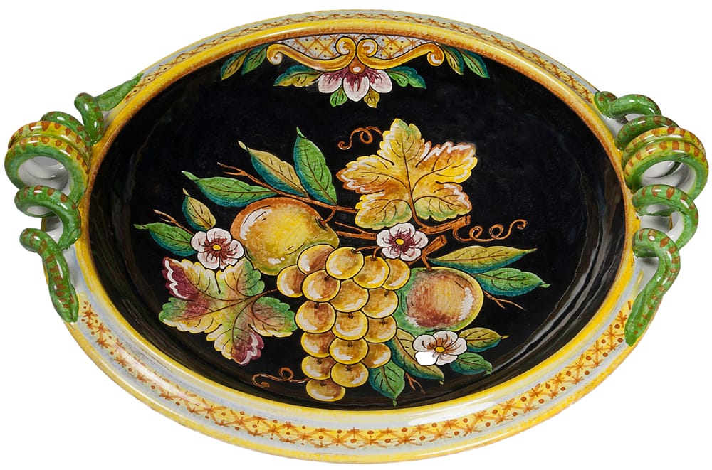 Deruta Italian Ceramic Round Handled Platter