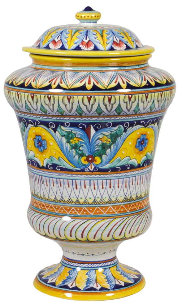 Italian Ceramic Centerpiece Urn - Yellow Crest