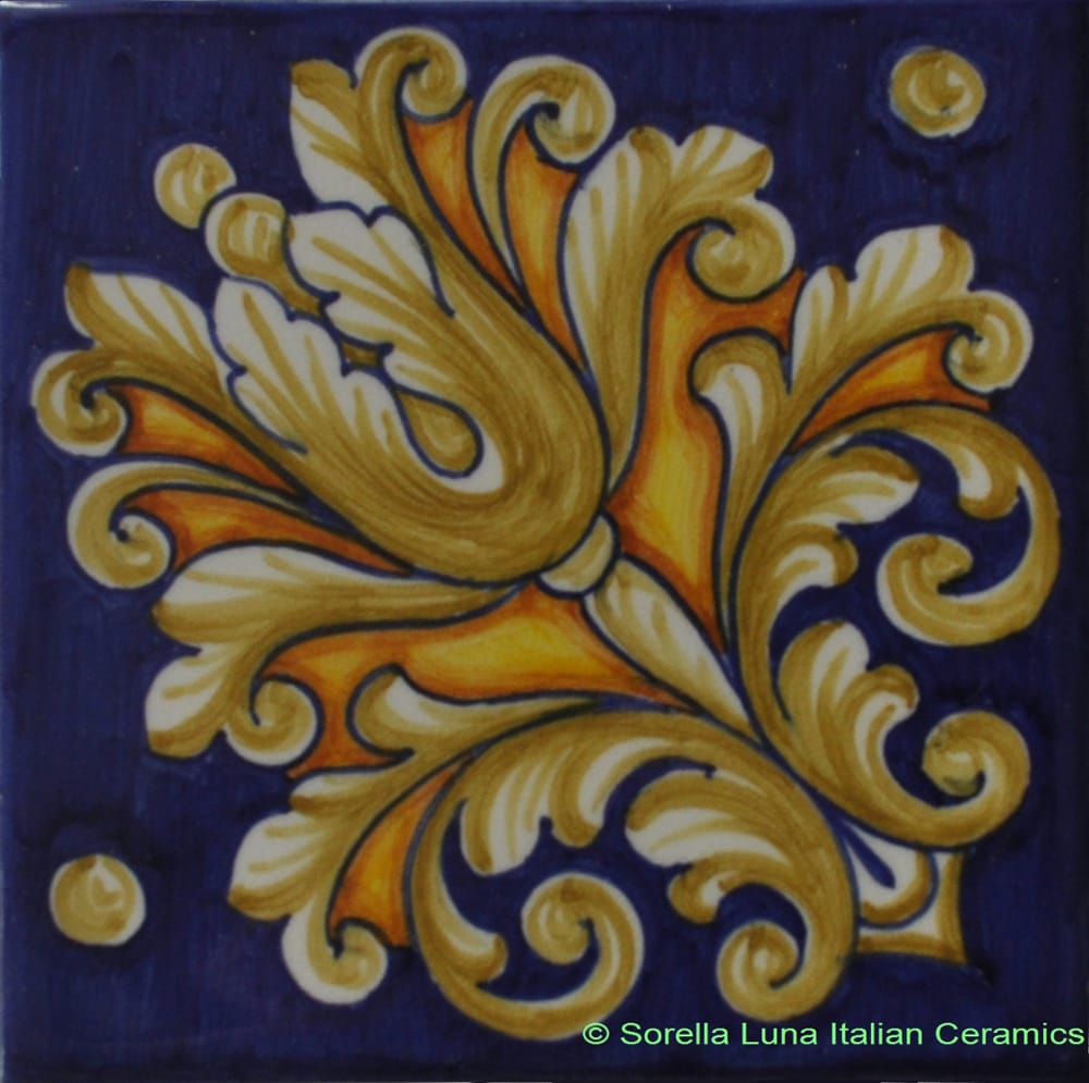 Tile Acanthus Flower Blue