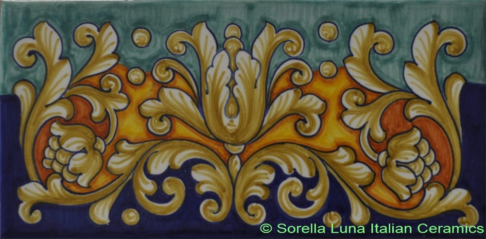 Tile Acanthus Flower Verde Blu