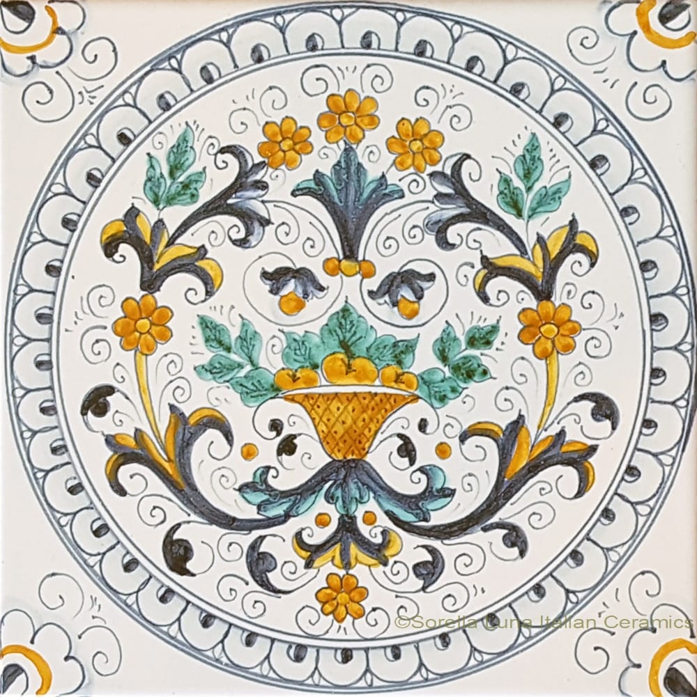 Tile Ricco Deruta Bouquet NC - 20cm