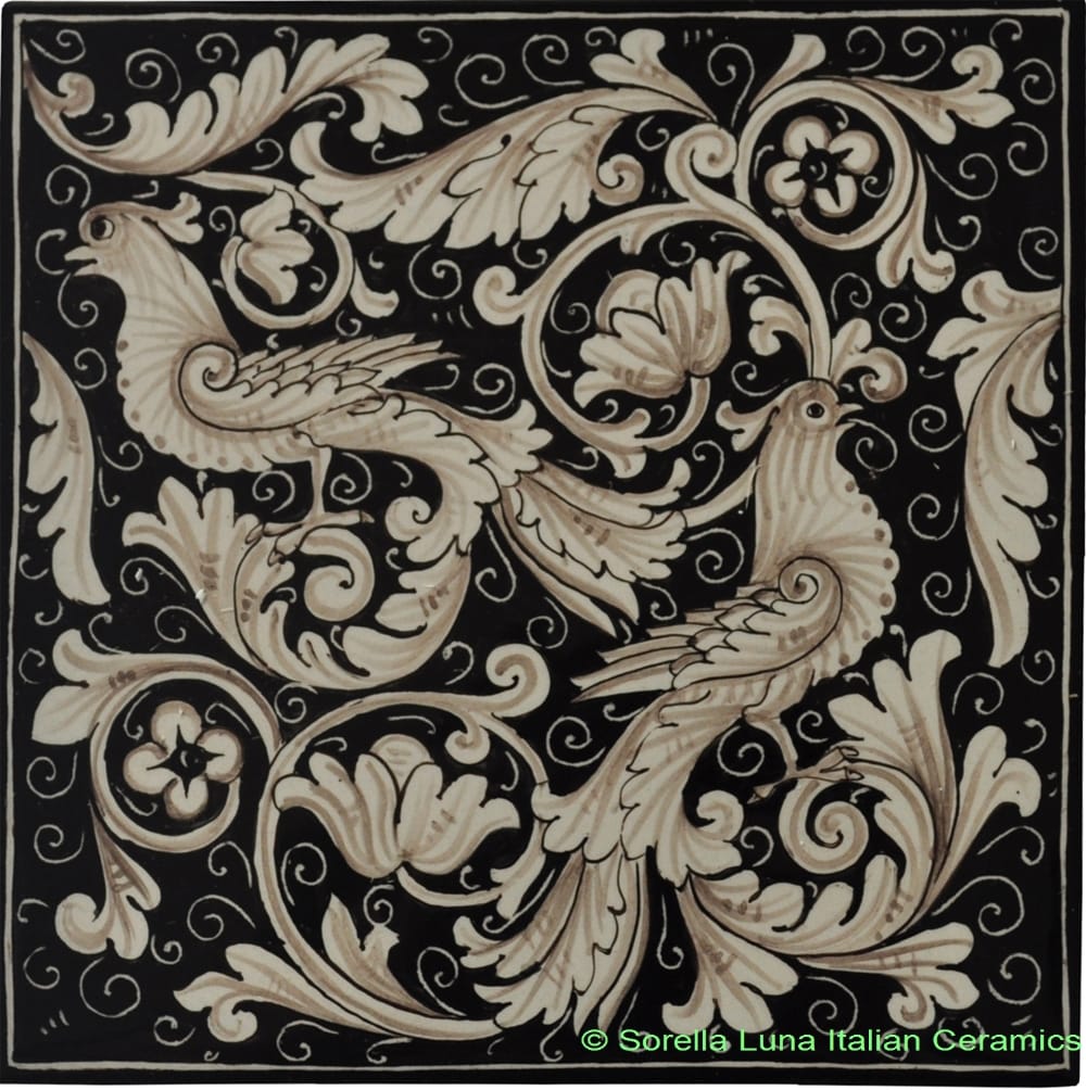 Tile Fondo Nero - Black Doves