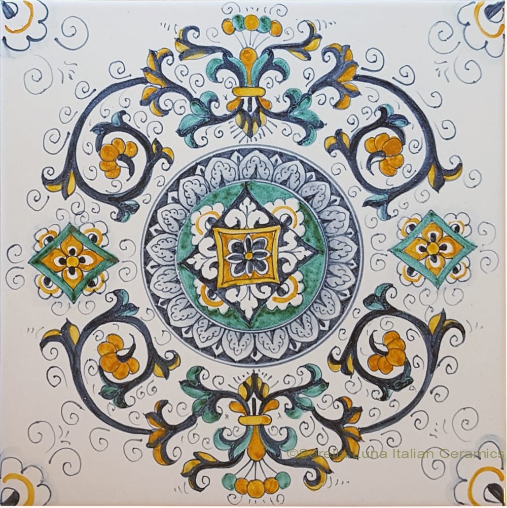 Tile Flower Ricco Deruta NC - 25cm