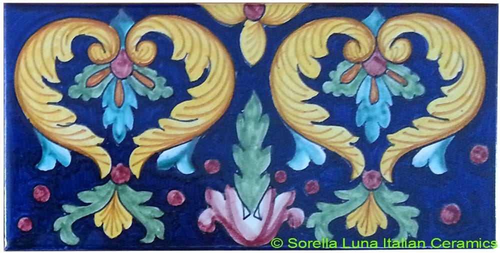 Tile Acanthus Hearts