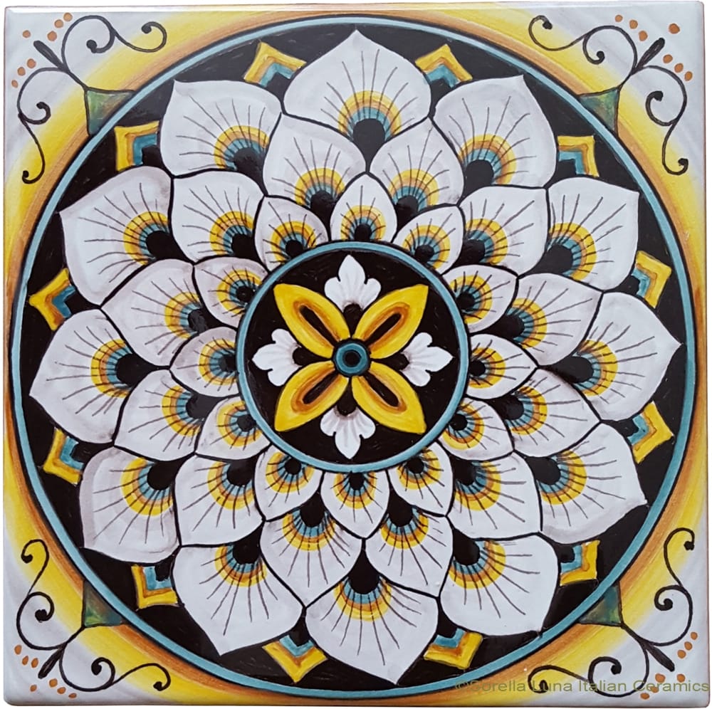 Tile Peacock Yellow/Black/White