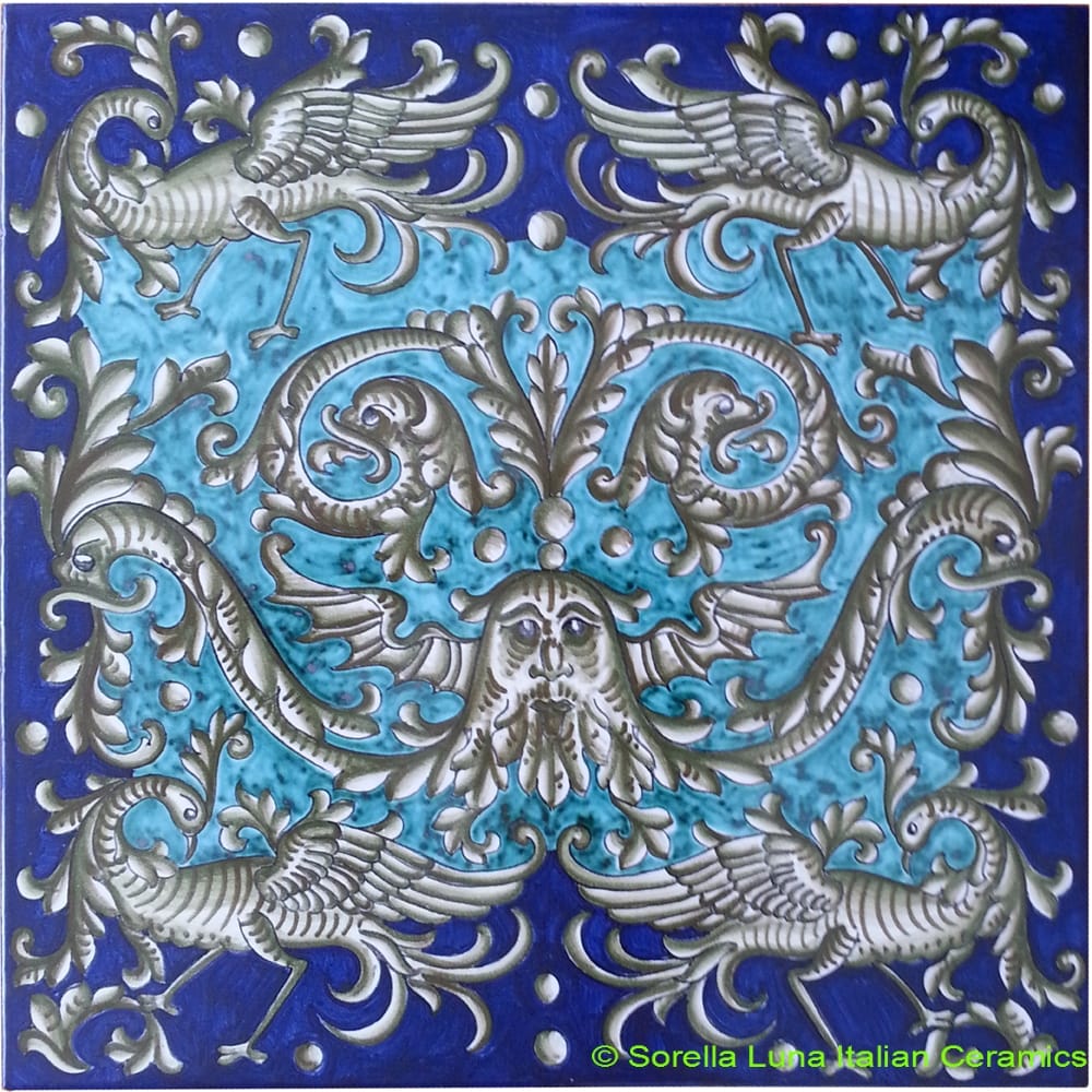 Tile Grottesche Green Blue