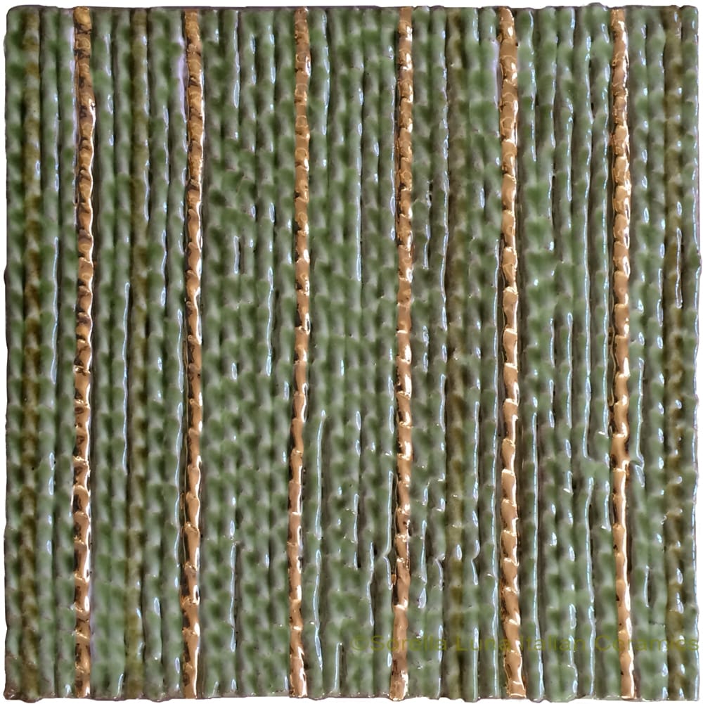 Tile - Light Green with Gold Streak