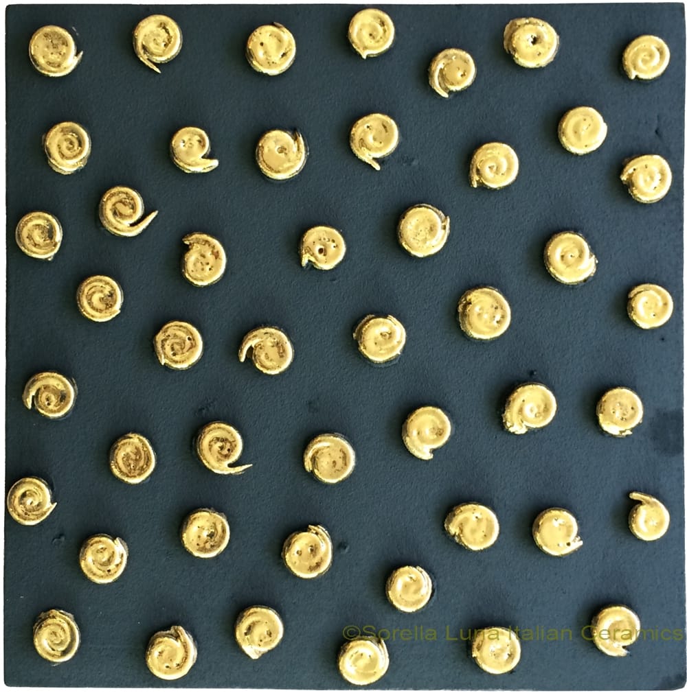 Tile - Gold Scrolls on Black