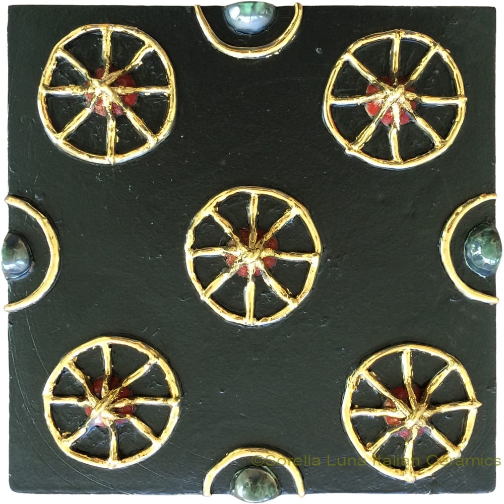 Tile - Gold Wheels on Black