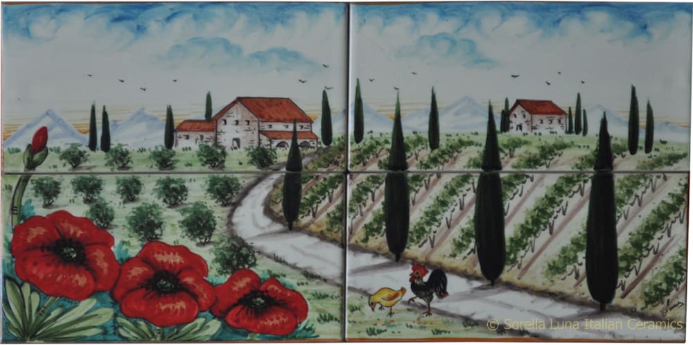 Tile Campagna Papaveri Panel Set/Backsplash