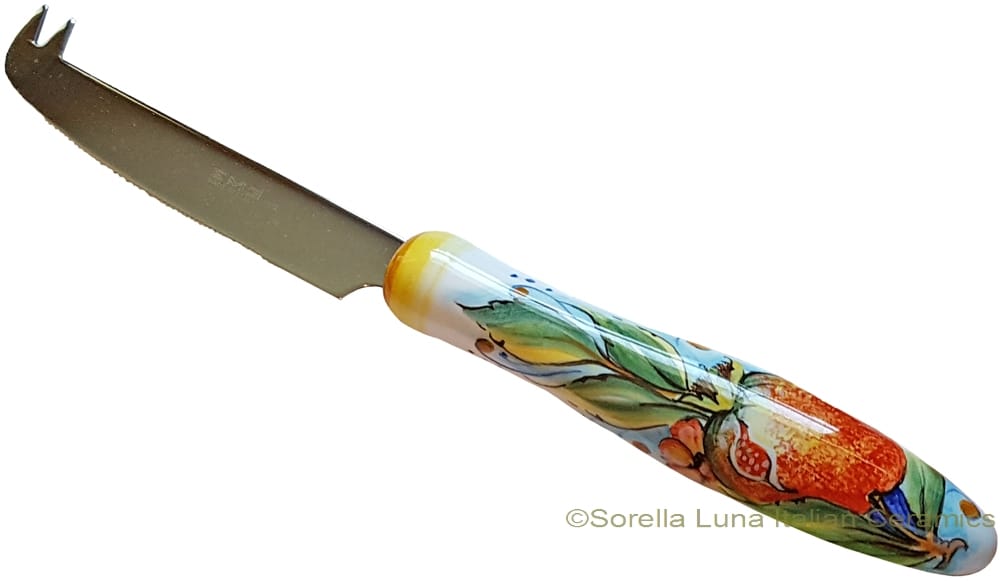 Deruta Italian Cheese Knife - Pomegranates