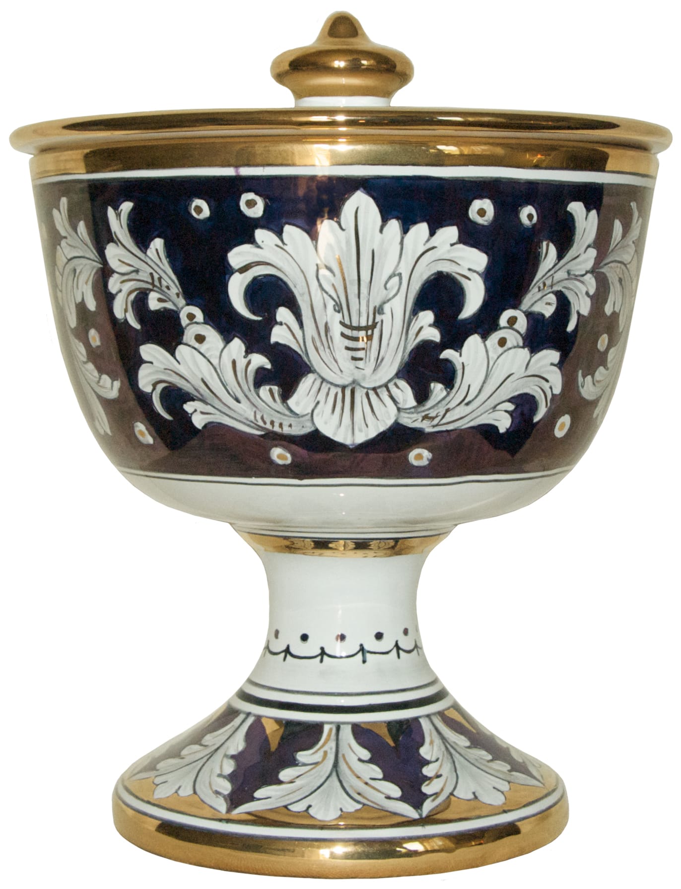 Urn - Pisside Blue and Oro Gold
