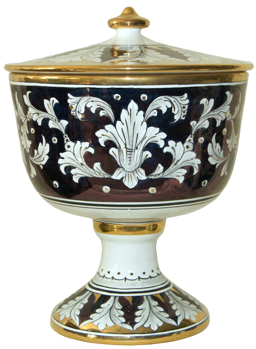 Urn - Large Pisside Blue and Oro Gold