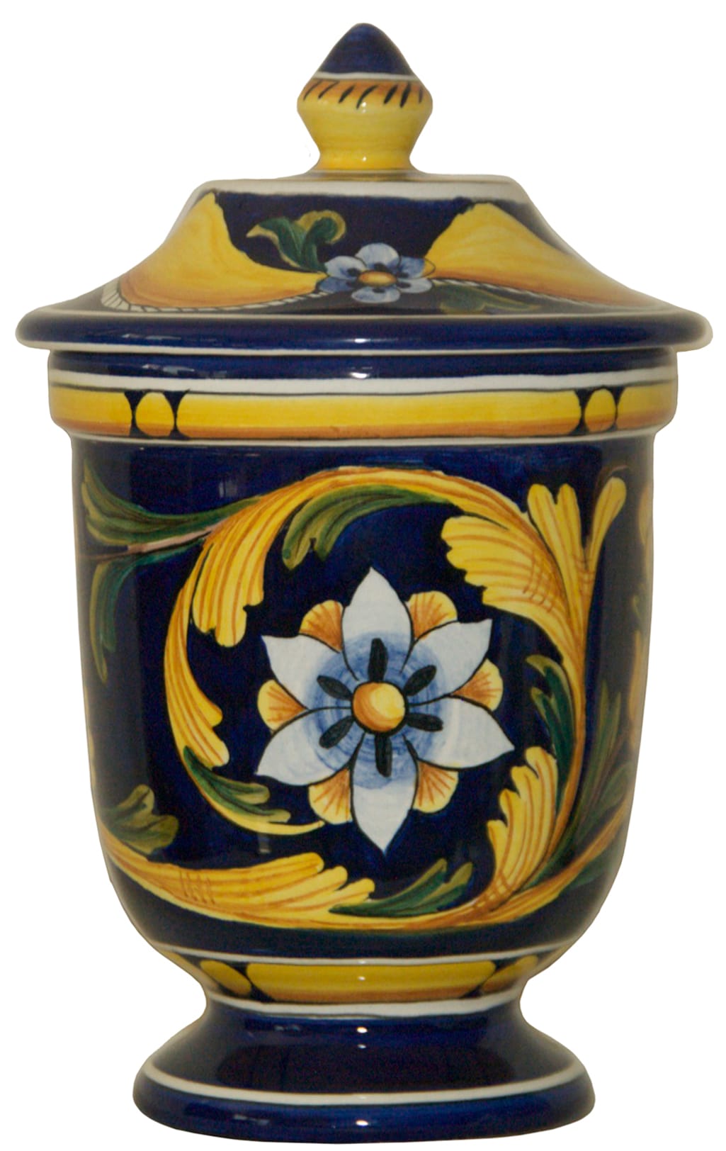 URN - Blue Flower and Leaves