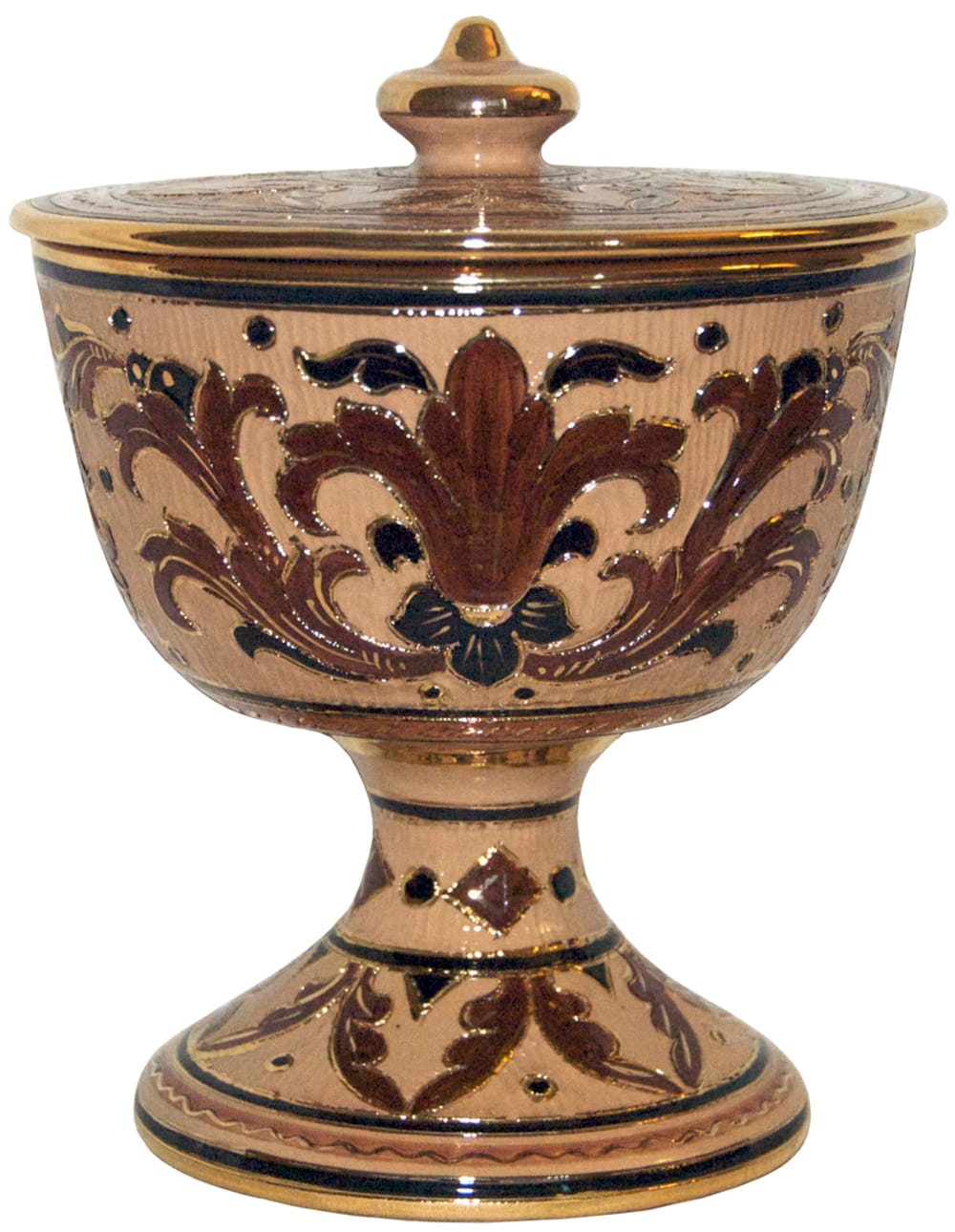 Urn - Pisside Brown and Creme Oro - Gold