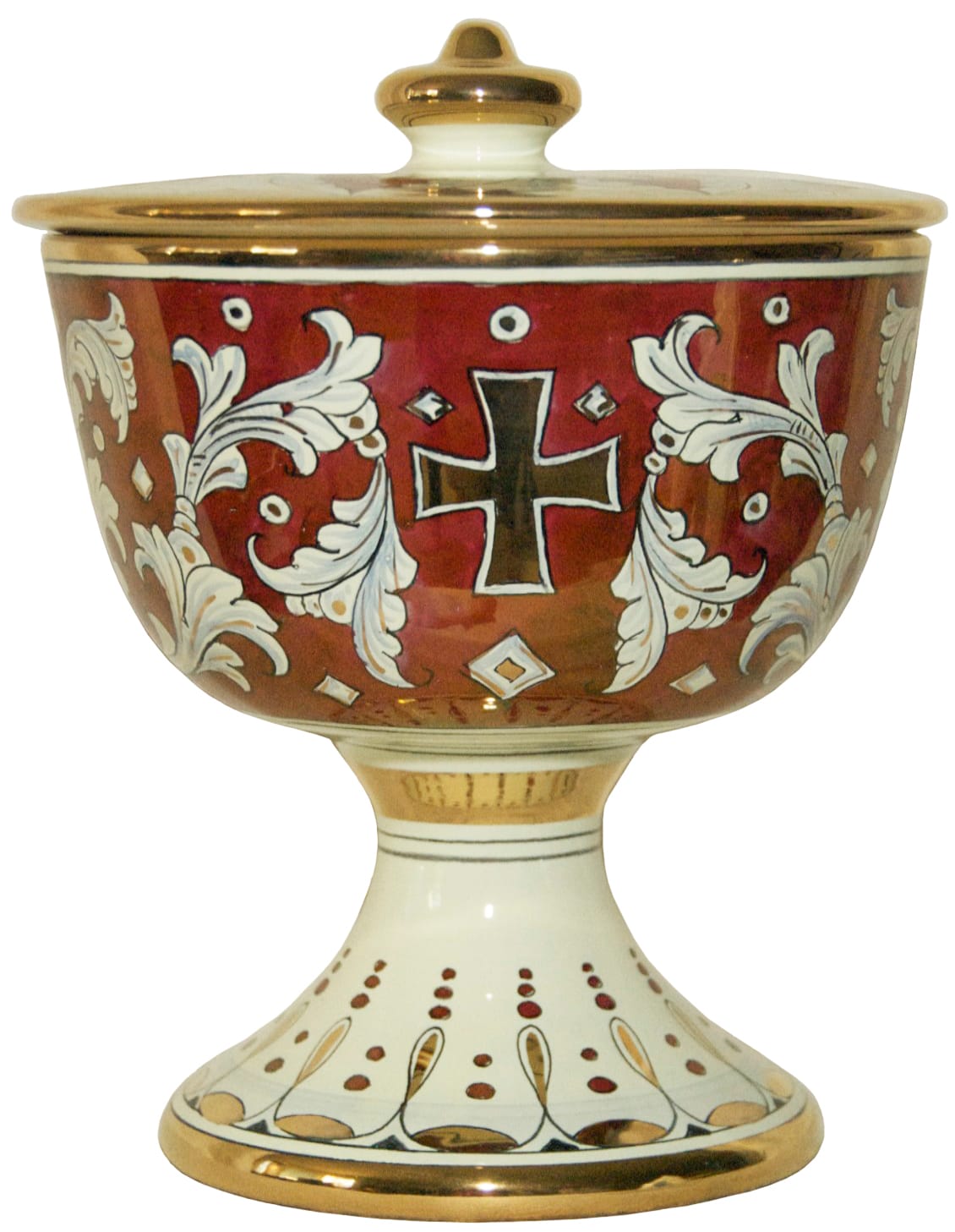 Urn - Pisside Rubino e Oro - Ruby and Gold with Cross