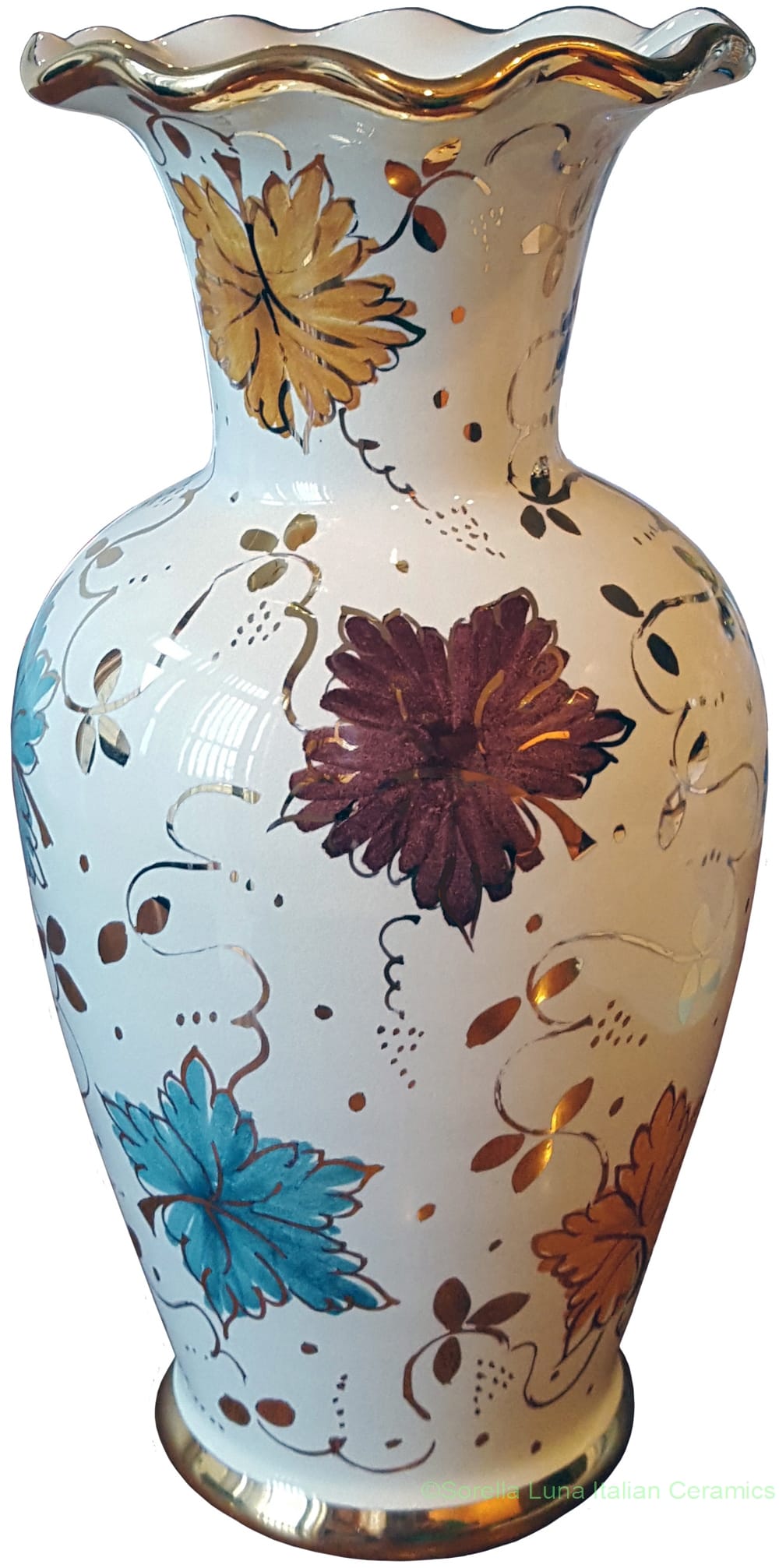 Deruta Italian Ceramic Vase - Autumn Leaves 20cm