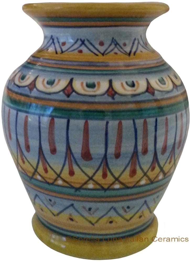 Deruta Italian Ceramic Vase Feathers