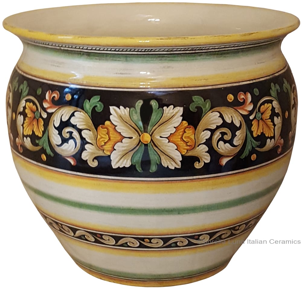 Italian Floor/Planter Vase - Ornato Black 40cm