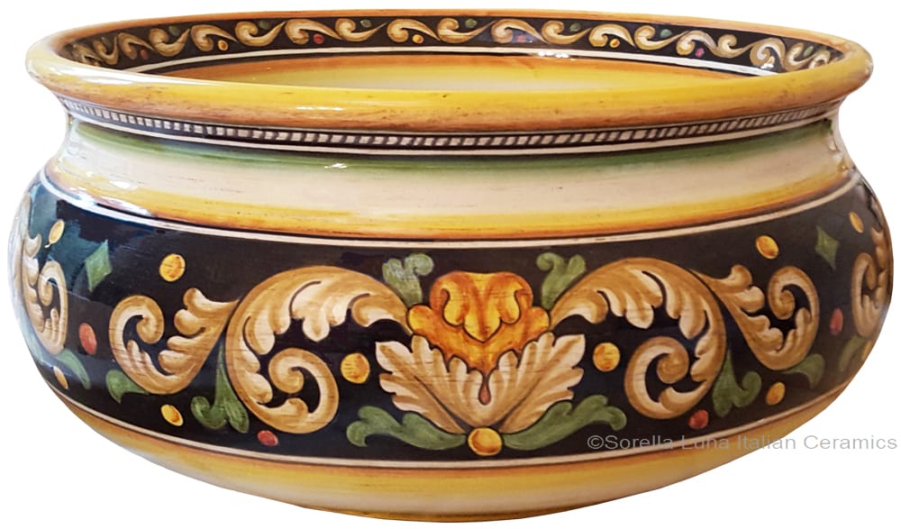 Italian Floor/Planter Vase - Ornato Black 32cm