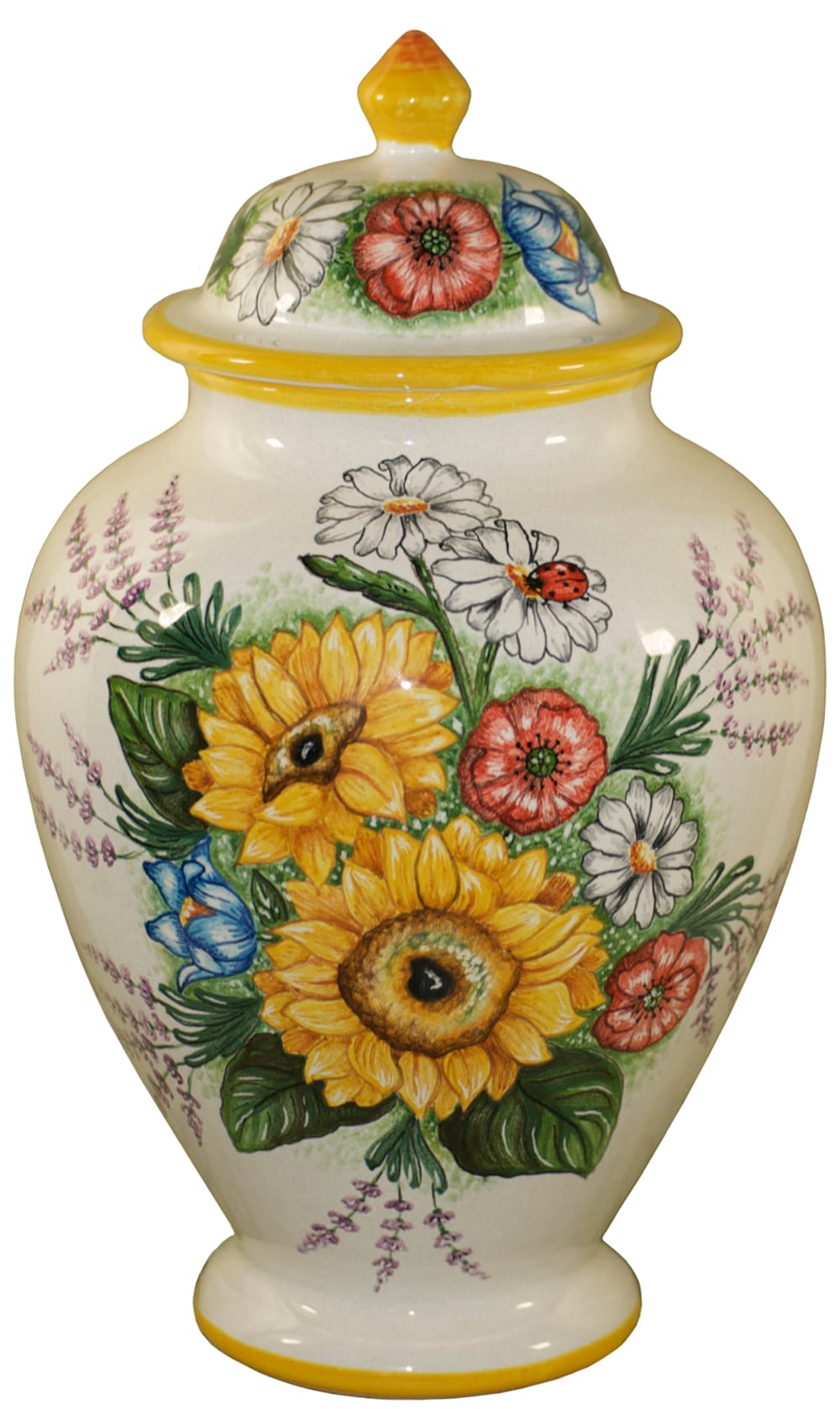Italian Ceramic Centerpiece Urn - White Floral