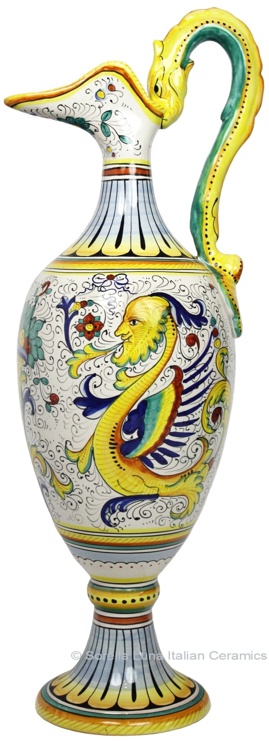 Ceramic Maiolica Anfora Pitcher Raffaellesco 58cm