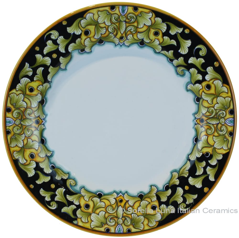 Deruta Italian Salad Plate - Acanthus Black/Yellow