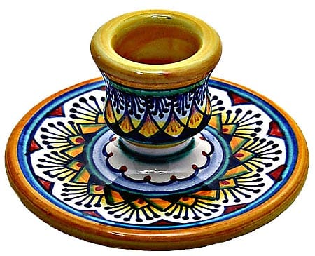 Ceramic Candlestick Vario Yellow Red 8cm