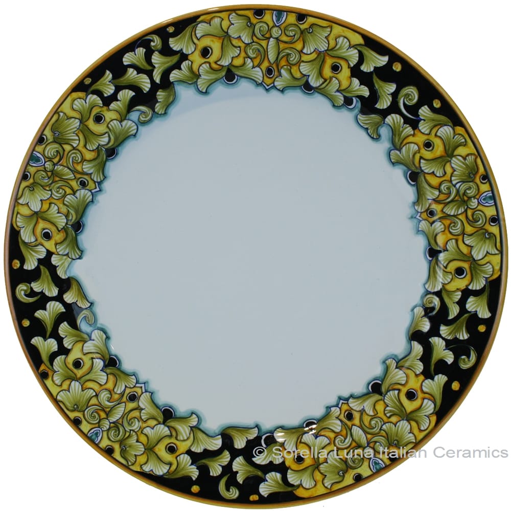 Deruta Italian Charger Plate - Acanthus Black/Yellow