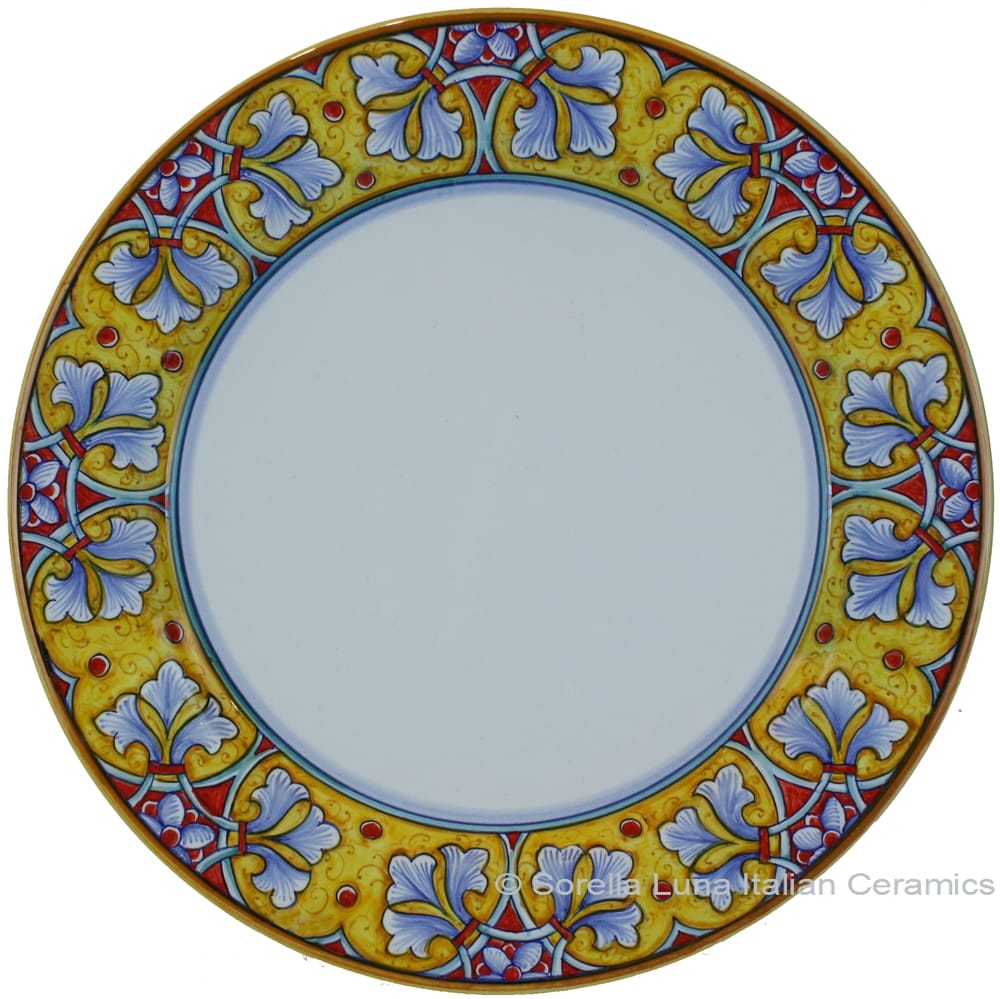 Deruta Italian Charger Plate - FDL Yellow/Soft Blue