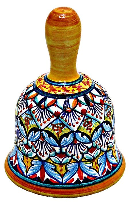 Ceramic Maiolica Christmas Dinner Bell Deruta Ricco White
