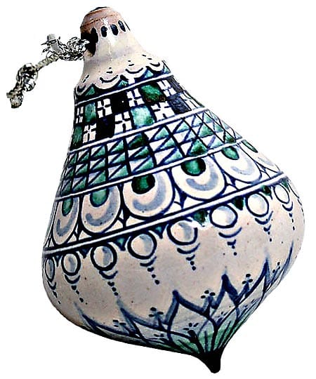 Ceramic Majolica Christmas Ornament Checker Green 8