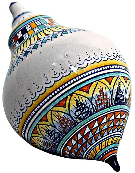 Ceramic Majolica Christmas Ornament Checker Orange 15